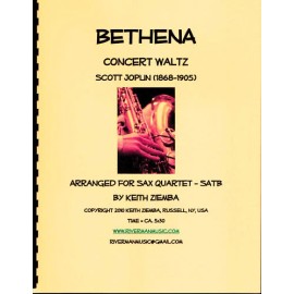 Scott Joplin  Bethena Concert Waltz arr. for SATB Sax Quartet Music NEW