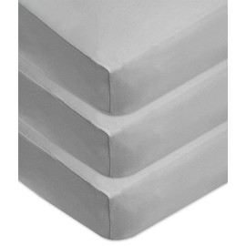 American Baby Company 3 Pack 100% Cotton Jersey Knit Fitted Crib Sheet for Standard Crib and Toddler Mattresses, Grey, for Boys and Girls