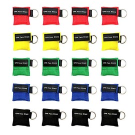 AOUTACC 20pcs CPR Face Shield Mask, Keychain Mask Disposable Emergency Kit CPR Face Shields Pocket Mask for First Aid Cardiac Resuscitation Training (20 Pack)