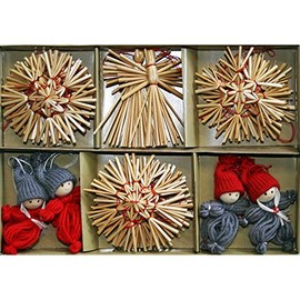 ScandinavianShoppe Straw Ornaments - Box of 22 Assorted