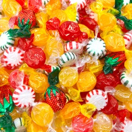 Hard Candy Party Mix | 6 Pound Bulk Bag | Starlight Mints, Strawberry, Cinnamon, Butterscotch, Fruit Flavors | Individually Wrapped Christmas Candy - Approx. 450 Count
