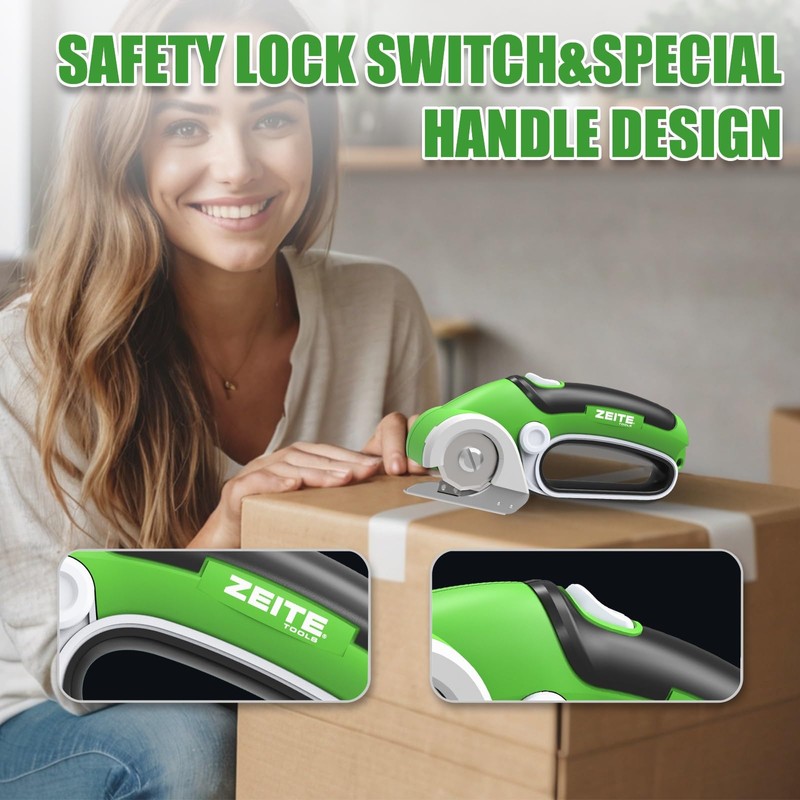 ZEITE 4V Cardboard Box Cutter,Cordless Electric Scissors,Max Cutting 1/4",Ideal for