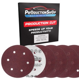ProductionShop Premium 9" Red 6-Hole Pattern 60 Grit Sanding Discs, Box of 20 - Dustless Hook & Loop Backing Sandpaper for Drywall Power Sanders, Coarse-Cut Abrasive - Woodworking, Sand Auto Paint