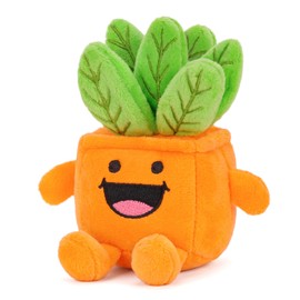 FunisFun Succulent Plant Plush - Happy Grow Pots Artificial Succulent Stuffed Animal, Positive Gift for Adults Collectors, Desk & Shelf Decor for Home or Office (Orange)