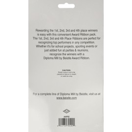 Beistle Award Pack Ribbons 4 Piece Sports Favors, Field Day, 2" x 8", Multicolored