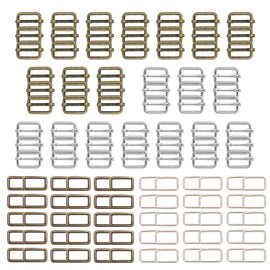 HUAZIZ Pack of 120 Metal Square Buckle, D Rings 20 mm Metal Sliding Buckles for Handbag, Lanyard, Bags, Straps, Dog Collars and Sewing Projects, Silver, bronze, 20mm