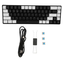 68 Key Mechanical Keyboard RGB Light Double Color Gaming Keyboard for Home Dormitory Internet Bar White and Black