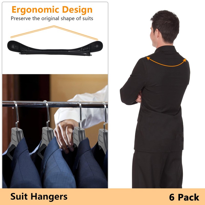 DEDU Suit Hangers for Men 30 Pack Width 17.7", Black