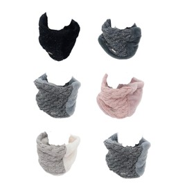 Antonio Winter Women's Loop Pack of 2 Braided Teddy Wool Scarf Furry and Skin-friendly Soft Winter Scarf Warm Ideal for Cold Winter Days Gift, grey/pink