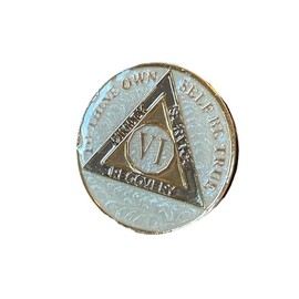 6 Year AA Medallion Pearl Swirl Tri-Plate Sobriety Chip