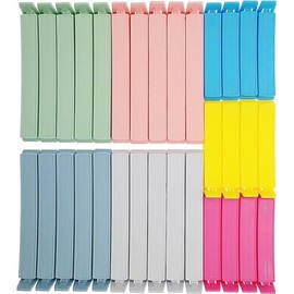 Yarall - 32 clips de plástico para paquetes de alimentos, diseño curvado para bolsas de sellado para alimentos, cocina y hogar, 2 tamaños (4.3 x 20, 3.1 x 12)