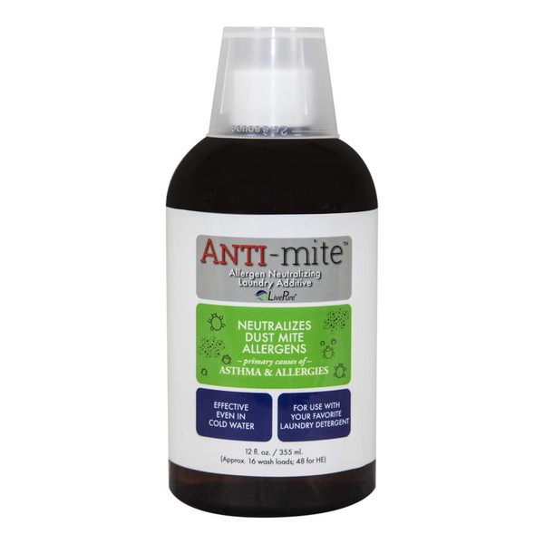 LivePure® ANTI-Mite™ Laundry Additive, LP-AM-12, for Dust Mite and Allergen Relief, 12 oz.