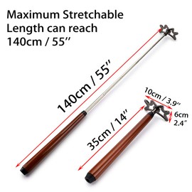 OwnMy Retractable Billiards Bridge Stick with Removable Bridge Head and Wood Handle, Pool Stick Length extends up to 35CM - 140CM, Billiards Pool Cue Accessory (Brown)
