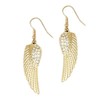Fashion Jewelry ~ Antique Goldtone Angel Wing Drop Earrings for