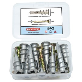 Indprod Zinc Self-Drilling Drywall Anchor Kit with Screws,10pcs Heavy Duty Metal Wall Anchors Kit,Hollow-Wall Anchor Kit and Galvanized Phillips Drive Flat Head Screws - 20 Pieces All Together,42mm