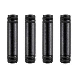 AGUTEA black extension tube, male thread, steel threaded tube, standard size, for DIY industrial style furniture decoration (Pack of 4) 3/4 INCHES (5.90'' Length)