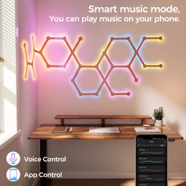 EUREKA ERGONOMIC RGB LED Lines Lights, Led Light Wall Panels, Wi-Fi Smart LED Wall Lights with Music Sync, Smart Voice & APP Control, LED Strip Lights for Gaming Room Streaming and Bedroom(9Pack)