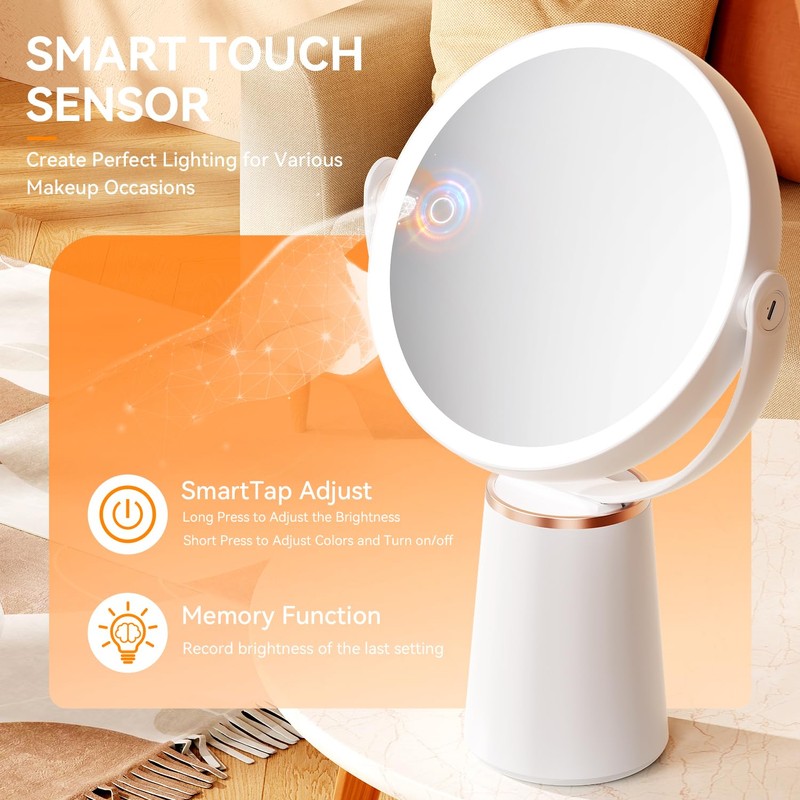 Auxmir Makeup Mirror with Lights, Double Sided 30X/1X Magnifying Mirror,