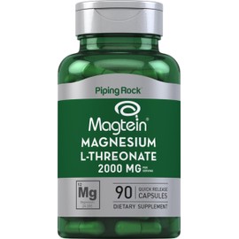 Piping Rock Magnesium L-Threonate | 2000mg | 90 Capsules | with Magtein | Non-GMO, Gluten Free Supplement
