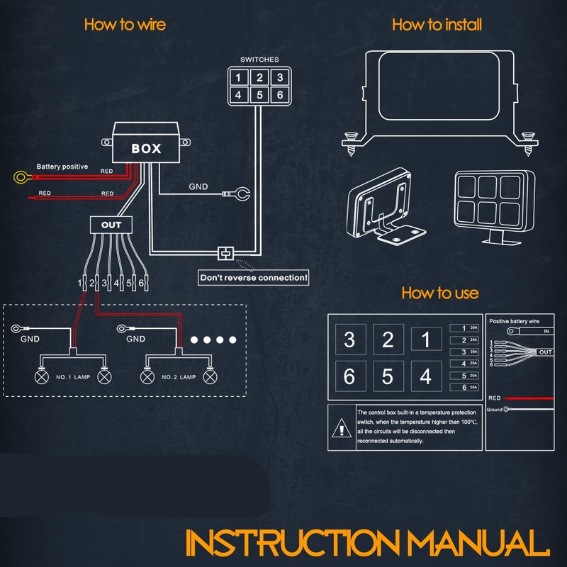 6 Gang Switch Panel, Nirider 12V Universal Circuit Control System