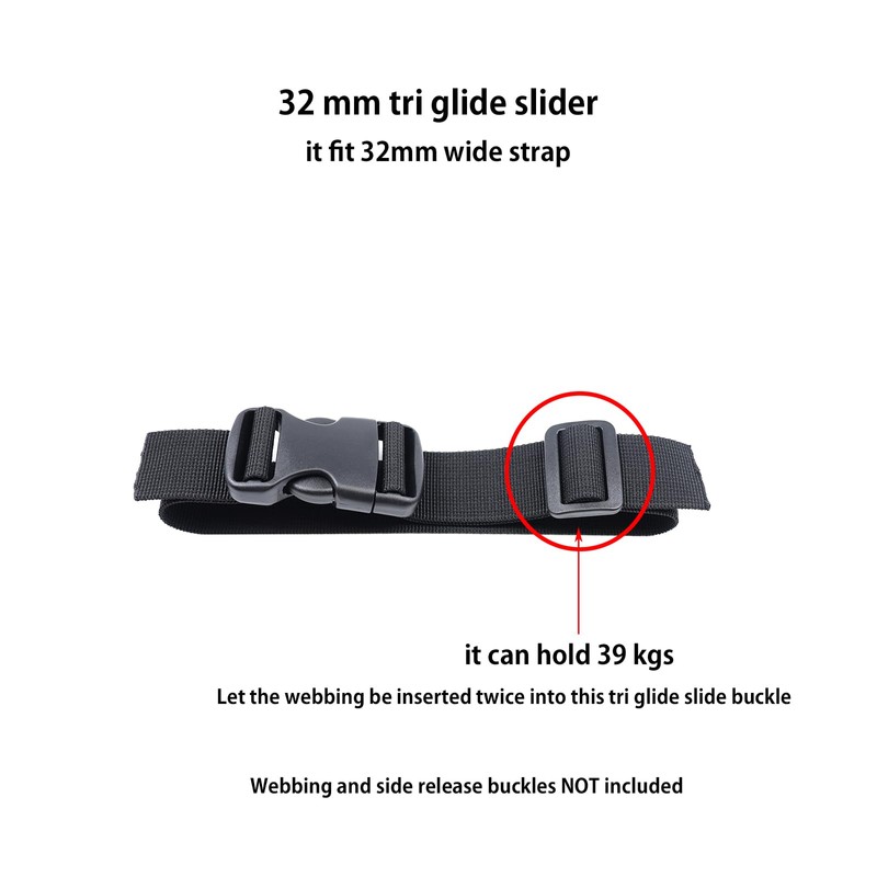 Ahijklmn Tri Glide Slides Plastic Adjustable Webbing Bar Slide Strap
