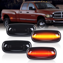 POPMOTORZ 4Pcs LED Fender Side Marker Light Rear Bed side marker Lamp Assembly Compatible for 2003-2009 Dodge RAM 2500 3500 SLT ST TRX4 Sport Laramie Front/Rear Double Wheel Side Marker Light