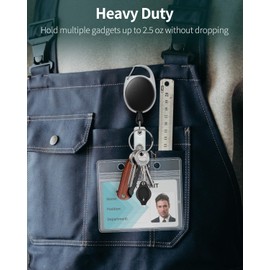 Uniclife Badge Holder Horizontal Clear Plastic Case with Retractable Badge Reel Carabiner Clip Soft Waterproof Card Protector for Proximity Cards IDs Credit Cards Driver’s Licenses and Passes, 2 Pack