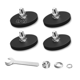 4Pack Rubber Coated Magnets, 30LBS Strong Adhesive Power Neodymium Magnet, Anti-Scratch Magnetic Base with M6 Threaded Stud and Wrench, Magnet with Rubber Coating for Outdoor Light Bar, Ptz, Camera