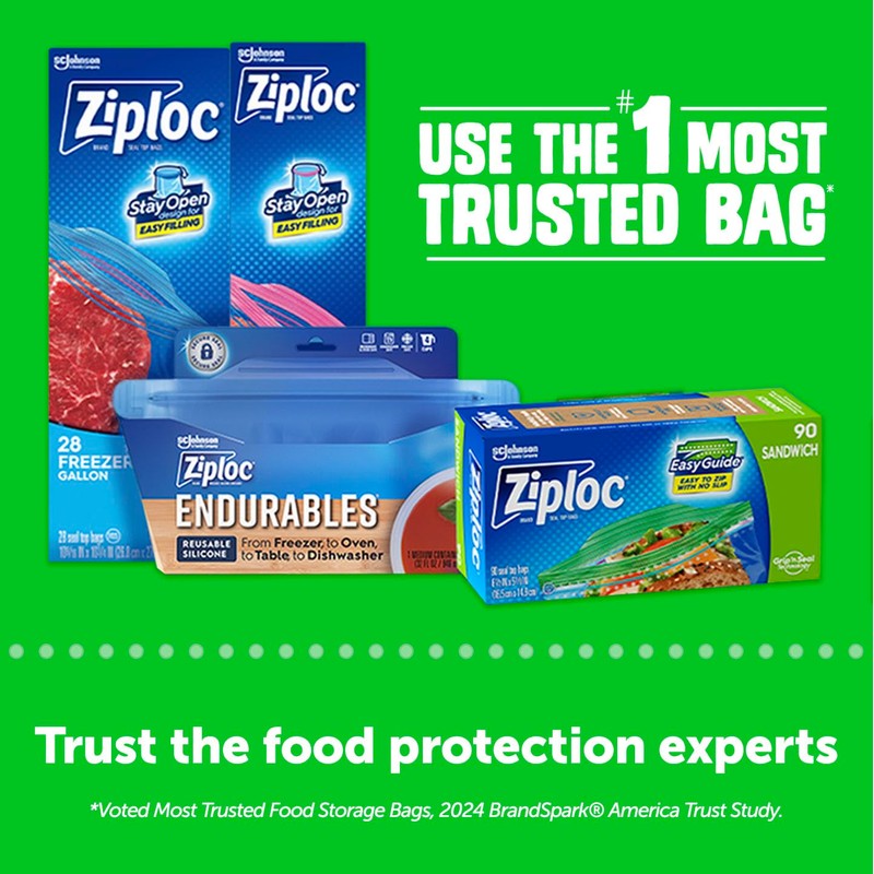 Ziploc Sandwich and Snack Bags with EasyGuide Texture, Plastic Storage
