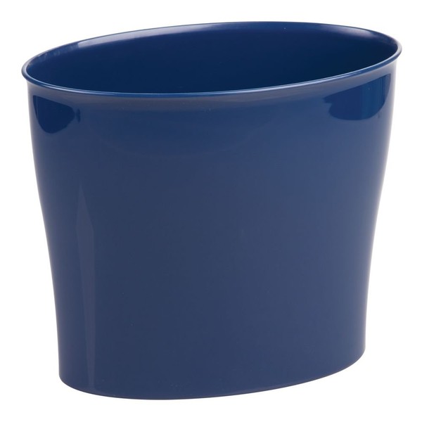 iDesign Oval Plastic Trash Can for Bath, Bedroom, Office - The Nuvo Collection – 11.5" x 6.78" x 10", Navy Blue