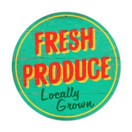 Fresh Produce Metal Sign Wall Decor 14 x 14