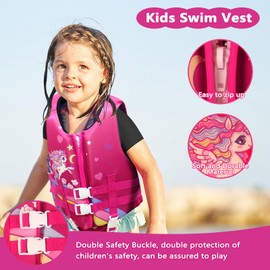 Chriffer Toddler Swim Vest Jacket for Boys Girls 20-70 Pounds/2-10 Years, Kids Swim Vest with Adjustable Safety Strap for Pool Beach Learn to Swim