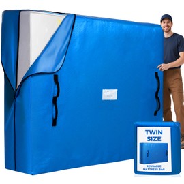 BAGAIL Mattress Bags for Moving, Mattress Covers with Heavy Duty Handles, Reusable Mattress Storage Bag for Moving Supplies(Blue, Twin)