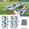 JAWO Blue and Grey Picnic Table Cover with Bench Covers,
