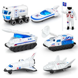 7Pcs Diecast Space Toys for Kids 3 4 5 6-9, 1:64 Scale Rocket Ship, Explorer, Space Shuttle Planet Toy with Astronaut Figure Spaceship Rocket Playset for Boys Girls Birthday Gift