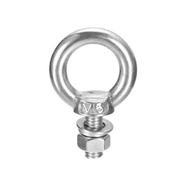 QUARKZMAN Lifting Eyelet, 1 Set M5 x 10 mm Eye Bolt with Nut Washer 304 Stainless Steel Shoulder Lifting Ring Eye Bolt for Hanging Items