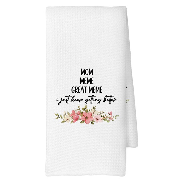 CUANFDDSF Meme Gifts Kitchen Towels, Great Meme Memaw Gifts from