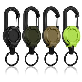 Extendable Key Ring, 4 Pieces Lanyard Extendable Yo-Yo with 60 cm Steel Wire Rope, Retractable Key Ring, ID Holder Extendable with Large Carabiner