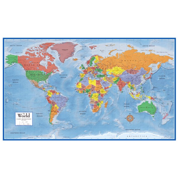 Swiftmaps 24x36 World Classic Premier Wall Map Poster (Laminated)