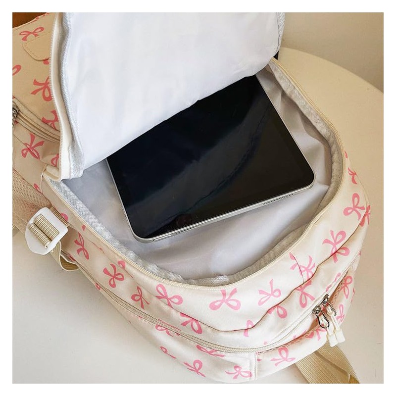 Cohawk Bow Backpack for Women Coquette Aesthetic Nylon Rucksack Cute