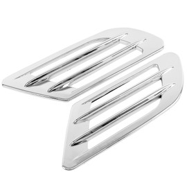 TOTMOX 2Pcs Car Air Flow Fender Side Vent Decoion Sticker, Universal Automotive Hood Simulation Air Vent Trim, Chrome