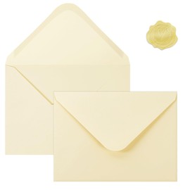 50 PCS Cream Colorful A7 Envelopes with Stickers, 5x7 Envelopes for Greeting Cards, Great for Invitations, Wedding Invitation, Birthday, Baby Shower, Graduation