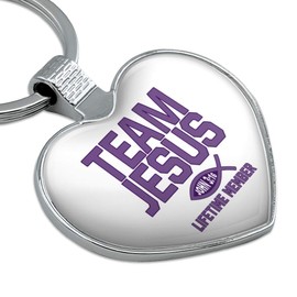 Team Jesus John 3:16 Christian Keychain Heart Love Metal Key Chain Ring