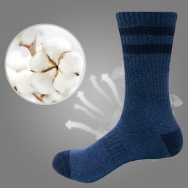 YUEDGE Men's Work Socks, Moisture Wicking, Padded Boot Socks, Thick Casual Cotton Socks for Men, Pack Size 6-9, 5 Pairs