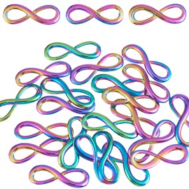 COGCHARGER 25 Pcs Multi-color Infinity Charms Pendant Rainbow Color Alloy Infinity Symbol Links Connectors Charms for Bracelet Earrings Jewelry Making DIY Craft Supplies