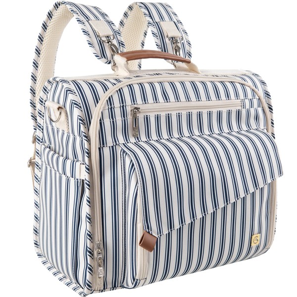 ALLCAMP Diaper Bag Large, Support Baby Stroller, Converted Into a Tote Bag (Blue Stripe)