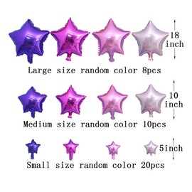 AnnoDeel 50pcs Colorful Star foil Balloons, 18inch Star 10inch Star 5inch Star 3 Size Random Color Star Mylar balloons for Baby Shower Birth Wedding Birthday Decoration | AnnoDeel