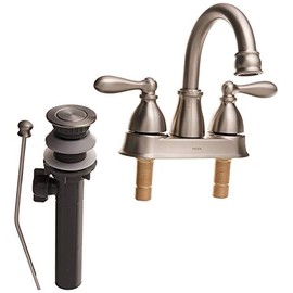 Moen WS84667SRN Caldwell Two-Handle Bathroom Faucet High Arc Lavatory Sink Centerset, Spot Resist Brushed Nickel
