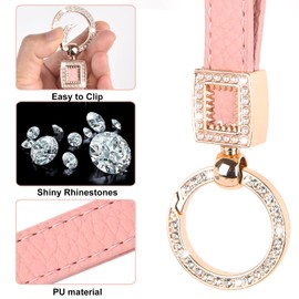 Sunwuun Leather Car Key Fob, Key Fob for Women, Glitter Key Fob with Anti-Lost D-Ring and Screwdriver, Gifts for Mums and Women, White