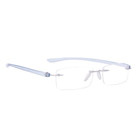 BLUELESS Rimless Reading Glasses Small Readers Men Women（Blue）